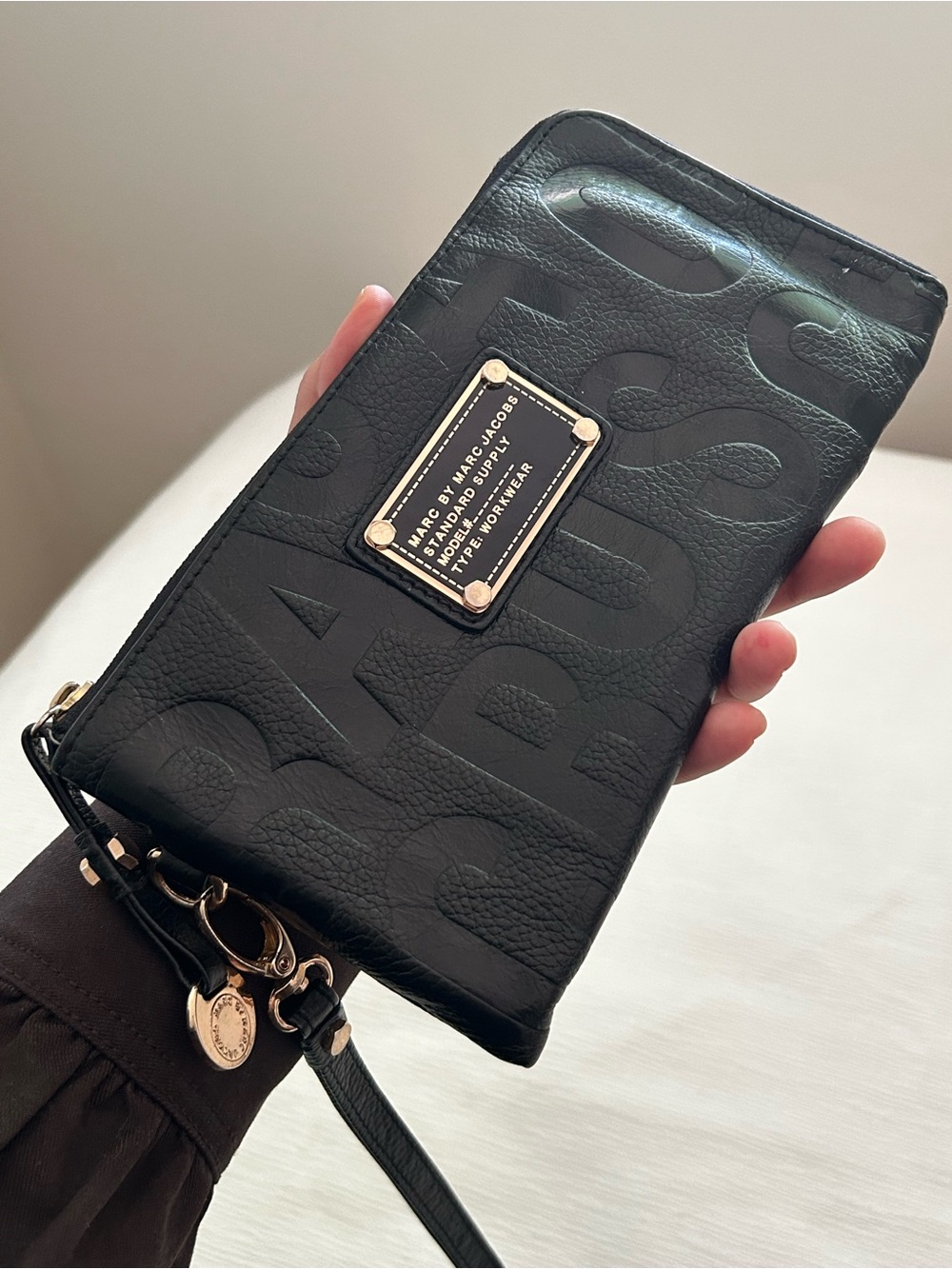 Rare Marc by Marc Jacobs Black Embossed Leather Wristlet